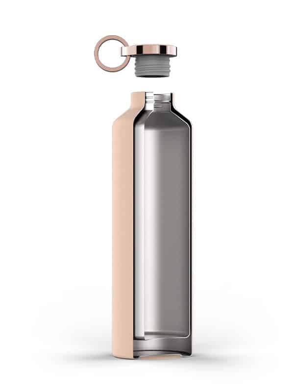 Botella de agua Pink Blush de acero inoxidable con aislamiento al vacío de doble pared y revestimiento de cobre añadido