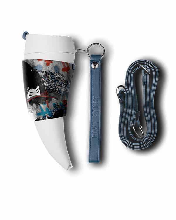 What is inside Goat Story East coffee mug - two straps, holder, cover and mug