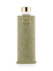 EQUA botella de agua de vidrio con tapa de fieltro verde para proteger su botella y tapa y soporte dorados