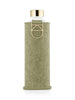 EQUA glass water bottle with green felt cover to protect your bottle and golden lid and holder