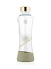 EQUA Metallic gold glass water bottle on white paper