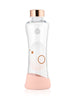 EQUA Metallic rose gold glass water bottle on white paper