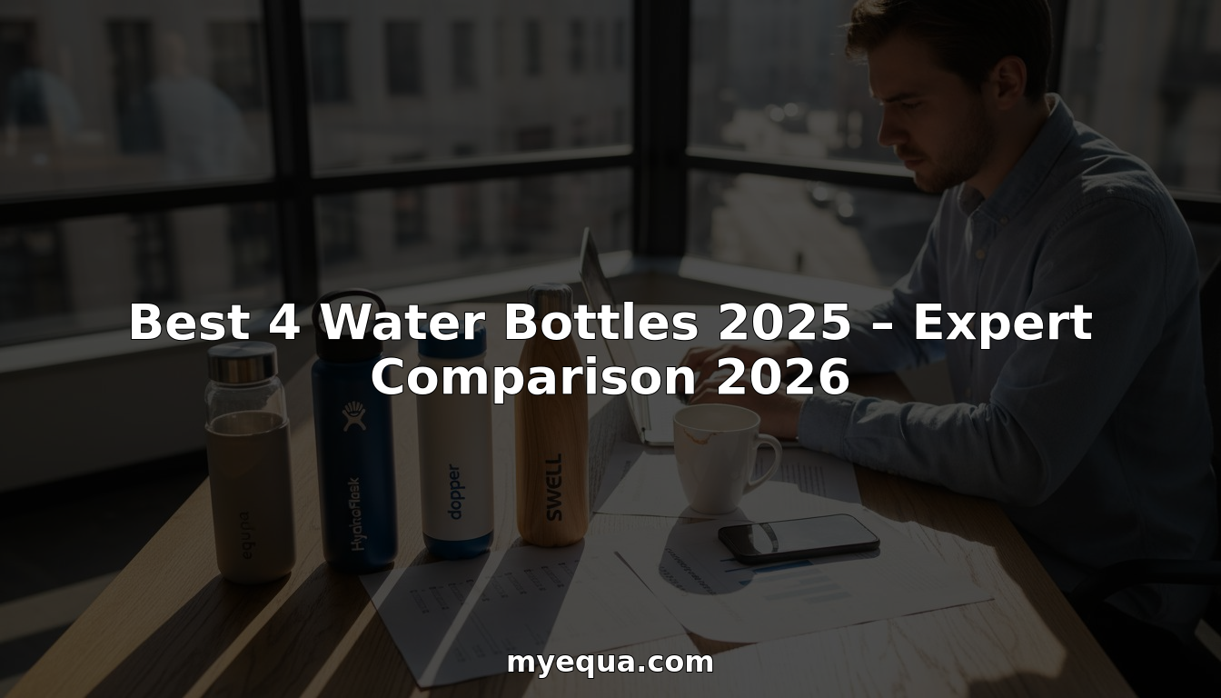 Four water bottles lined up for expert comparison