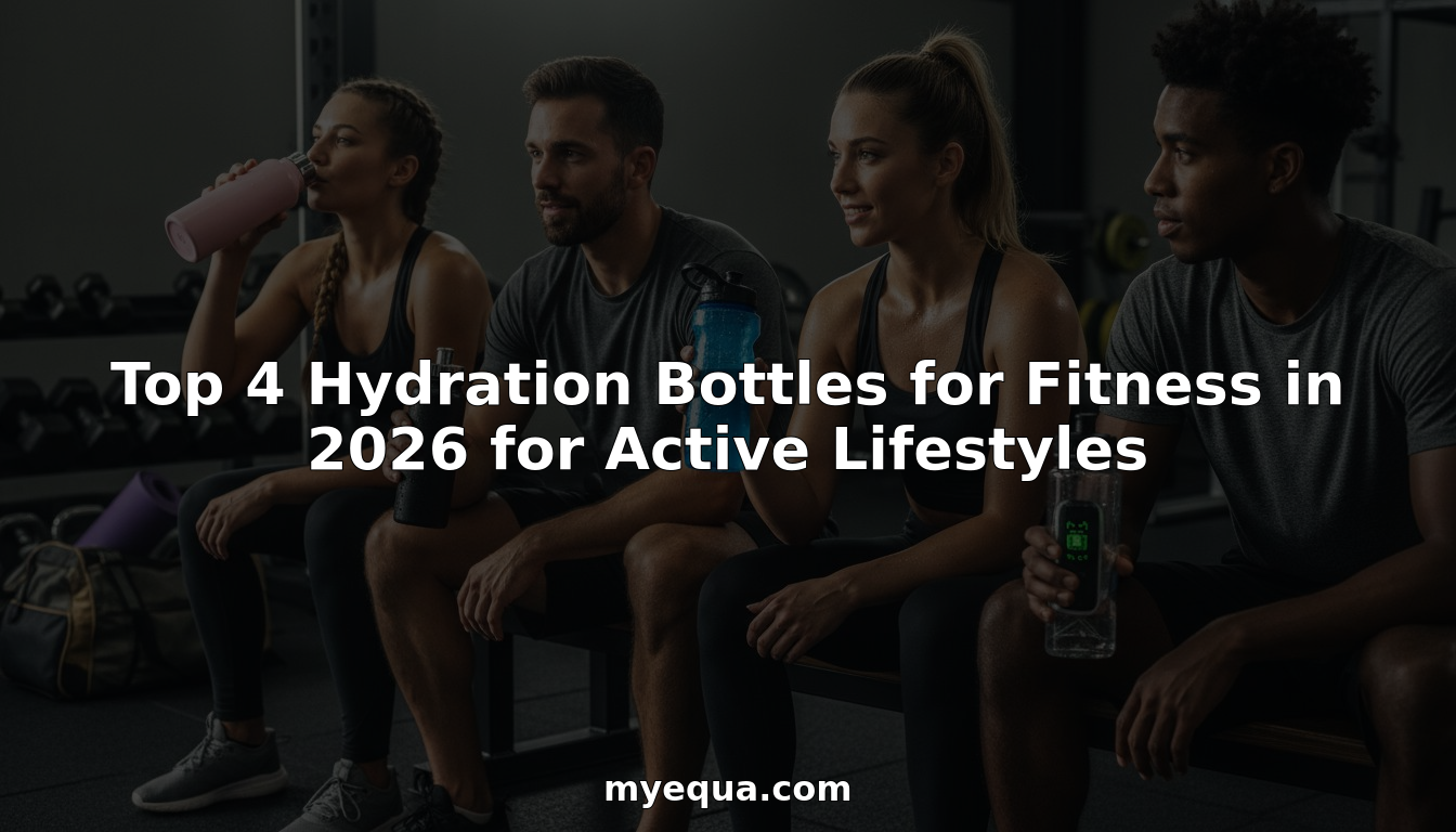 Fitness group holding top hydration bottles in gym