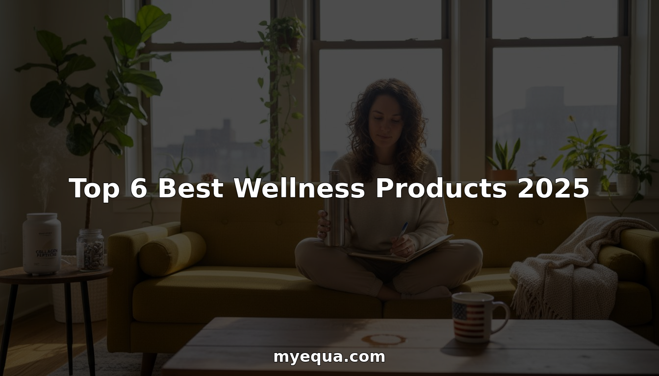 Young woman with wellness products in sunlit living room