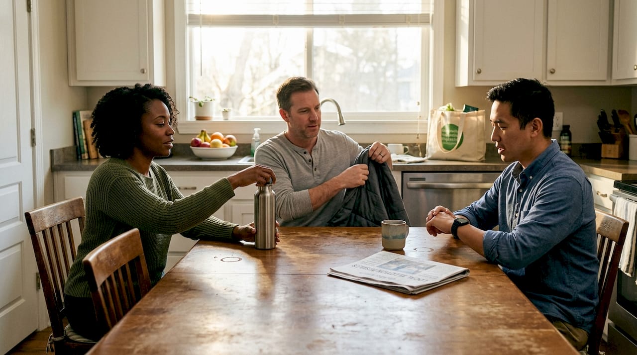 People using essential wellness products at home