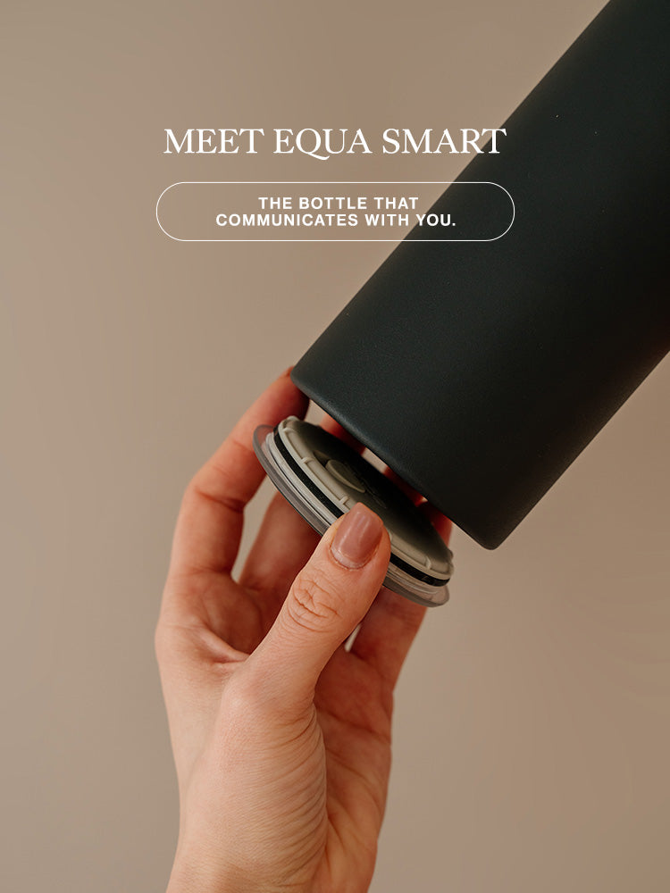 Dark Grey Smart Water Bottle Insulated Stainless Steel by EQUA