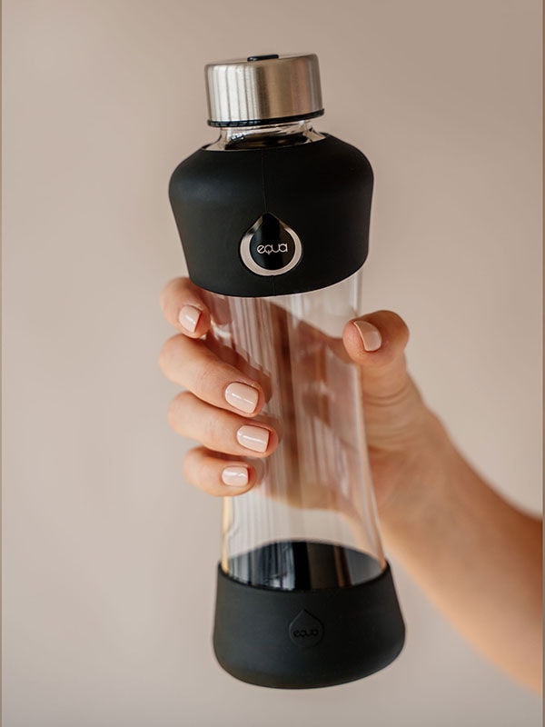 Active Black glass bottle