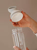 EQUA BPA FREE FLOW water bottle, Freeze, close up of the lid, minimal design, no motif, grey color
