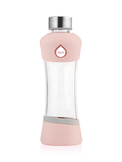 EQUA Active Peach glass water bottle on white paper