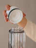EQUA BPA FREE water bottle, Plain White, close up of the lid, white color
