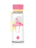 Botella de agua sin BPA en rosa y amarillo con flamencos de EQUA