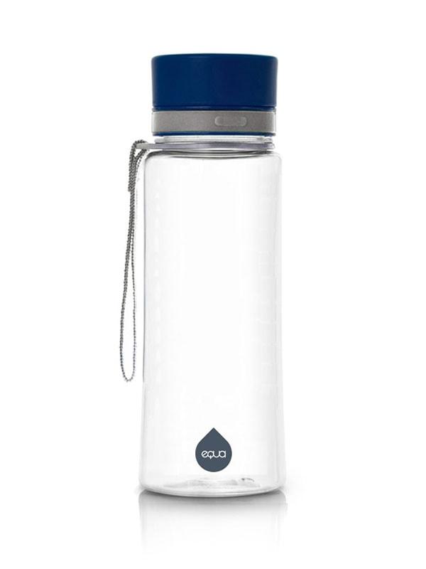 EQUA Botella de agua sin BPA, Plain Blue, diseño minimalista, sin motivos, color azul oscuro