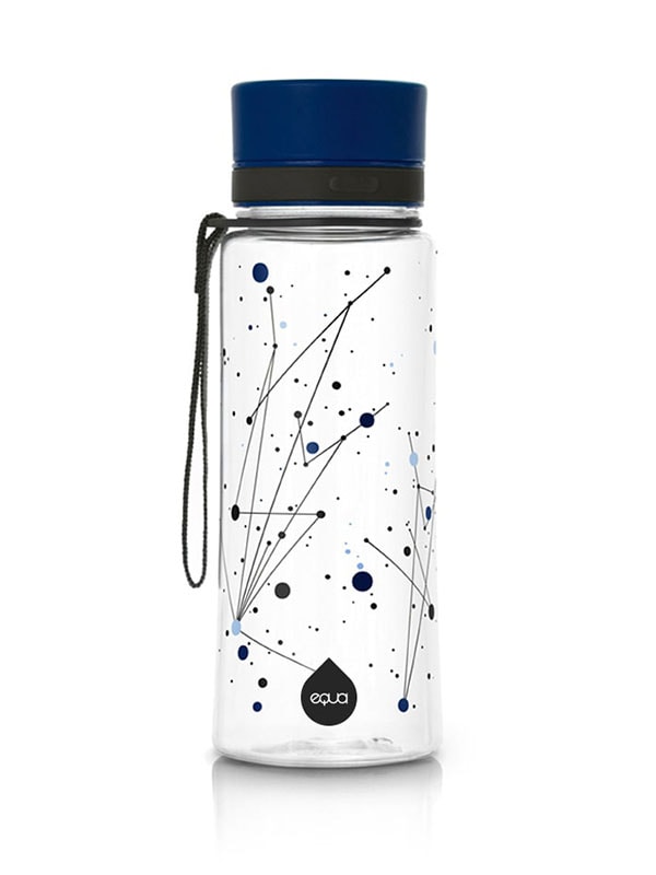 EQUA Bouteille d'eau SANS BPA, Universe, motif de l'univers, couleur bleu foncé