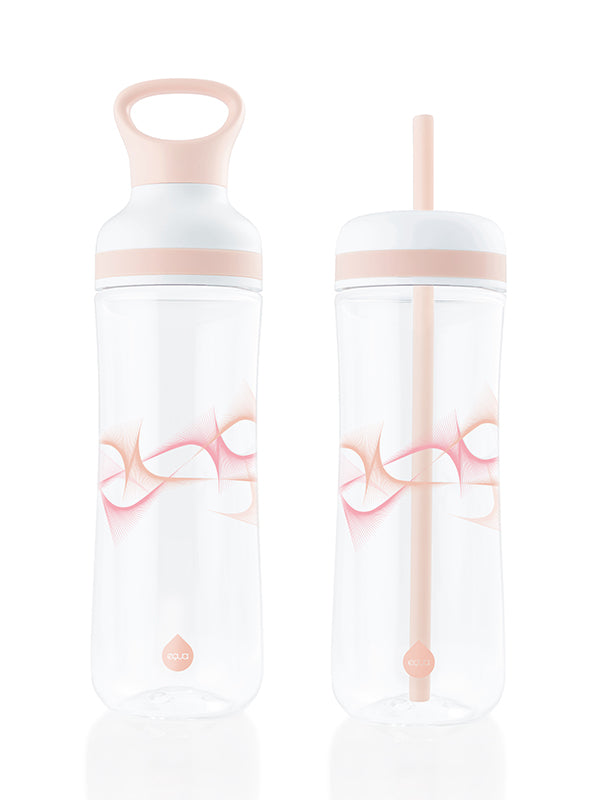 EQUA Flow Smoothie and Water bottle with straw in orange colour - just switch the lid