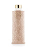 EQUA glass water bottle Cookie with felt cover in beige colour and cold details - lid and holder