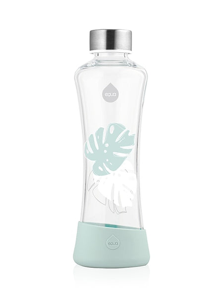 Monstera Leaf Glass Water Bottle, Glass Water Bottle