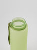 Green water bottle with green strap without lid
